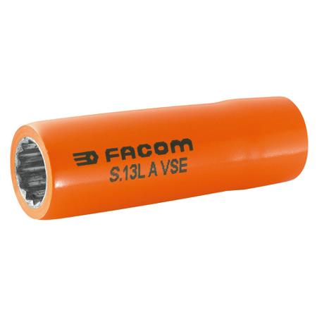 S.19LAVSE Facom 1/2 in Drive 19mm Insulated Long Socket, 12 point, VDE/1000V, 77 mm Overall Length