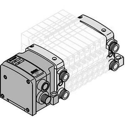 VV5QC11-04C6SD0 SMC VQC1000 series 4 station One-Touch Fitting 6 mm Manifold Base,