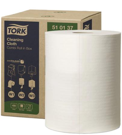 510137 Tork Centrefeed of 1 White Tork Cleaning Cloth Cloths