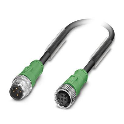 1546660 Phoenix Contact Male 4 way Straight Plug M12 to Female 4 way Straight Socket M12 Sensor Actuator Cable, 5 m