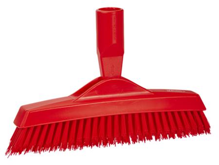 70404 Vikan Very Hard Bristle Red Scrubbing Brush, 40mm bristle length, Polyester bristle material