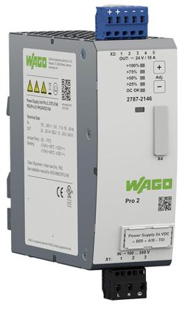 2787-2146 Wago 2787 DIN Rail Power Supply, 90 → 264 V ac, 130 → 240 V dc ac, dc Input, 24V dc, 10A Output, 240W