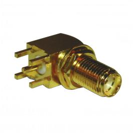 132203 Amphenol RF, Jack PCB Mount SMA Connector, 50Ω, Solder Termination, Right Angle Body