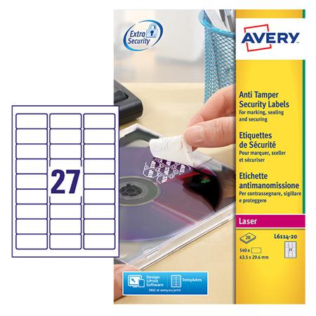L6114-20 Avery White Laser Printer Label