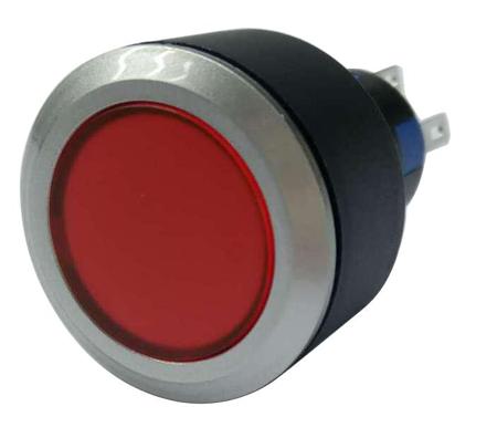 175-8880 2NO/2NC Lock Push Button Switch, IP65, 22.2 Dia.mm, Panel Mount Red LED, 250V ac