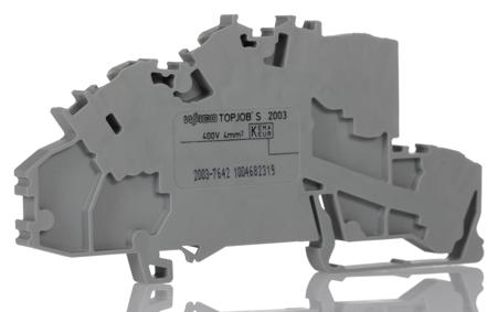 2003-7642 WAGO  TOPJOB S, 2003 Series Grey, 2.5mm², Triple-Level, Push-In Cage Clamp Termination