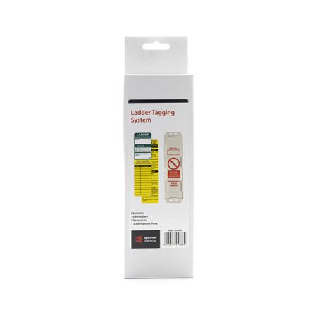 TG04BOX Spectrum Industrial TG04 Series White Safety Ladder Tag, English Language, 10x Holders, 10x Inserts, 1x Pen per Pack