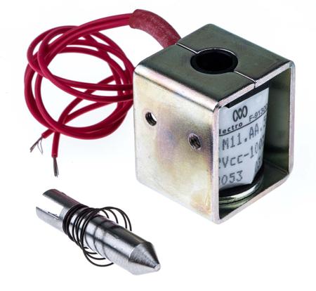 8-M11-AA-52-12-VCC-100- Pull Action DC D-Frame Solenoid, 6mm stroke, 4W, 12 V dc