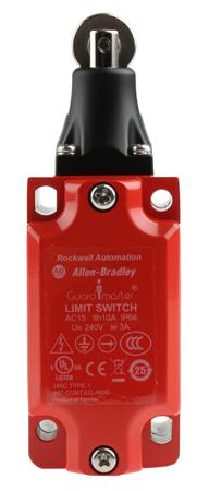 440P-MRPB22B Allen Bradley Guardmaster 440P Series Roller Plunger Interlock Switch, 2NO/2NC, IP66, 4PST, Metal Housing
