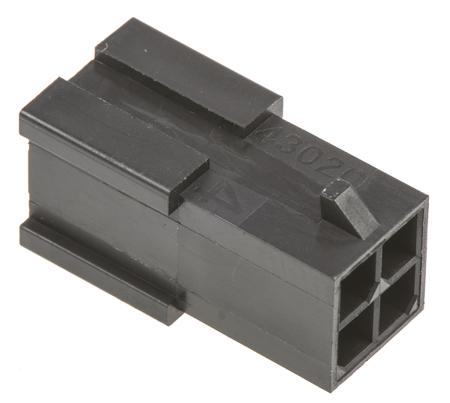 43020-0401 Molex MICRO-FIT 3.0 43020, 3mm Pitch, 4 Way, 2 Row Male Connector Housing