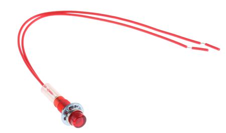 IND515205-240-T/RD CAMDENBOSS Red Panel Mount Indicator, 240V, 6.4mm Mounting Hole Size, Lead Wires Termination