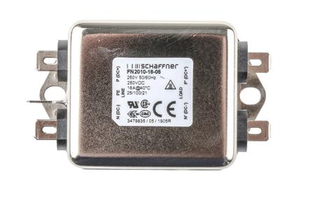 FN2010-16-06 Schaffner FN2010 Series 16A 250 V ac 0 → 400Hz Chassis Mount RFI Filter, with Tab Terminals, Single Phase