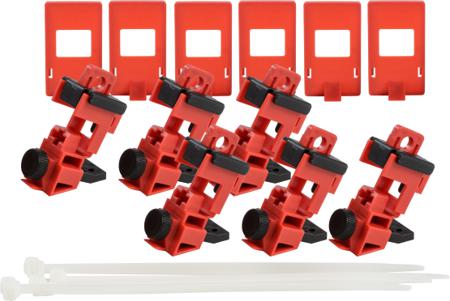 TAGLOCK-120-277V-CLAMP-ON-BREAKER-LO-PK6 Brady Red Glass Fibre Reinforced Plastic Breaker lockout, 7.37mm Shackle