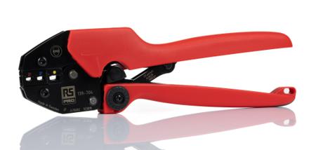 139-704 RS PRO Hand Ratcheting Crimp Tool for Insulated terminals red, blue, yellow, 0.75 → 6mm² Wire