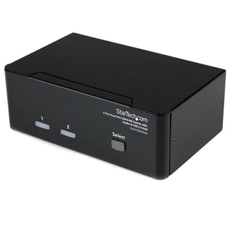 SV231DD2DUA StarTech.com 2 Port Dual Monitor USB DVI KVM Switch, 3.5 mm Stereo 1920 x 1200 Maximum Resolution