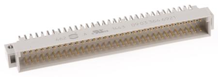 09033646921 HARTING 09 03 64 Way 2.54mm Pitch, Type C Class C2, 3 Row, Right Angle DIN 41612 Connector, Plug