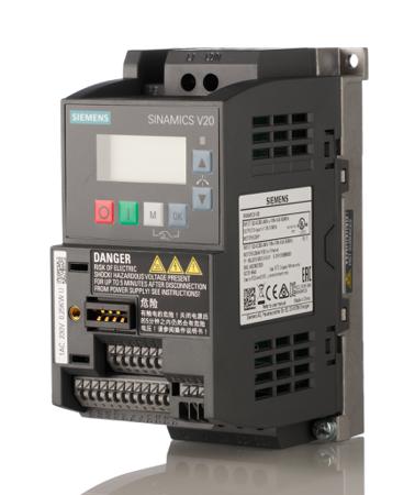 6SL3210-5BB12-5UV1 Siemens SINAMICS V20 Inverter Drive 0.25 kW, 1-Phase In, 230 V, 1.7 A, 0 → 550Hz Out, USS/Modbus RTU, IP20