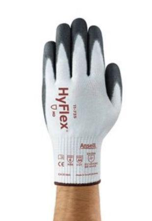 11735060 Ansell HyFlex 11-735 White Nylon Abrasion Resistant, Cut Resistant Cut Resistant Gloves, Size 6, Polyurethane Coating