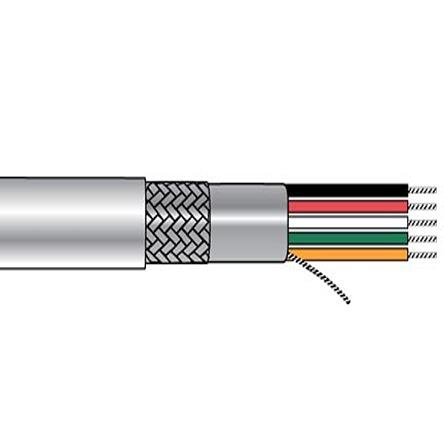 3465C SL001 Alpha Wire Alpha Essentials Communication & Control Control Cable, 5 Cores, 0.08 mm² 28 AWG, Screened, 1000 ft, Grey