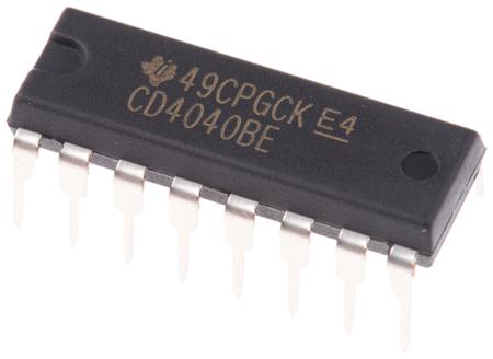 CD4040BE Texas Instruments  12-stage Through Hole Binary Counter, 16-Pin PDIP