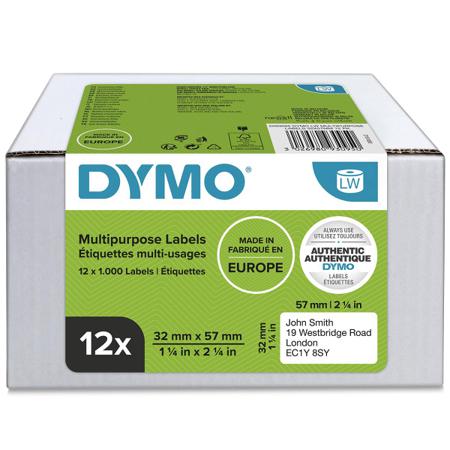 2093095 Dymo White Black Print Label, 32mm Width, 57mm Height, 1000Per Roll Qty