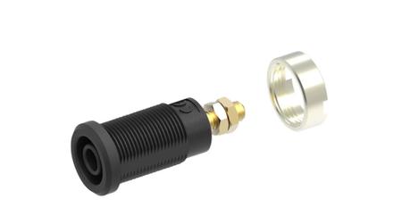RND-350-00065 4 mm panel socket, M4 screw, black