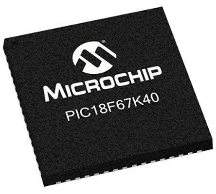 PIC18LF67K40-I-MR Microchip Technology PIC18LF67K40-I/MR, 8bit PIC18 Microcontroller, 64MHz, 128 kB Flash, 64-Pin QFN