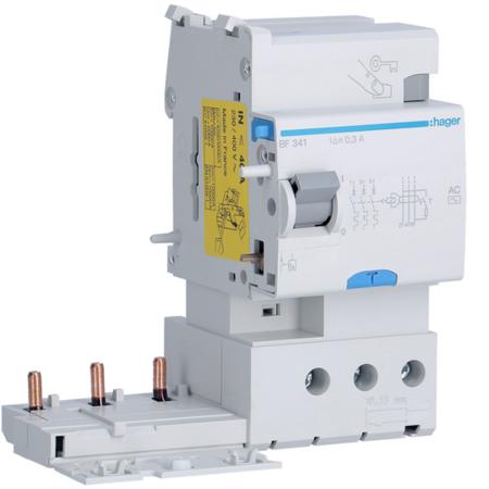 BF341 Hager BF RCCB, 40A, 3P Pole, 300mA, Type AC