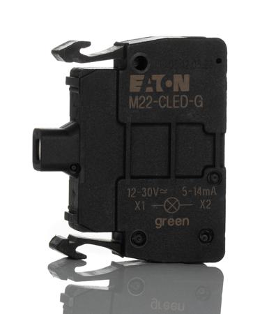 216571 M22-CLED-G Eaton M22 Series Light Block, 12 → 30V ac/dc, Green Light
