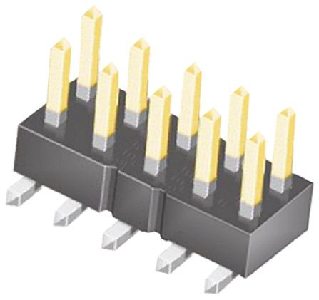 TSM-105-01-L-DV Samtec TSM Series Straight Surface Pin Header, 10 Contact(s), 2.54 mm Pitch, 2 Row, Unshrouded