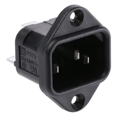 PX0579/63 Bulgin C14 Flange Mount IEC Connector Male, 10A, 250 V