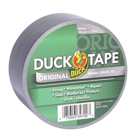 222225 DUCK TAPE Duck Tape  Duct Tape, 25m x 50mm, Silver, Gloss Finish