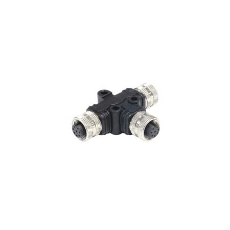 PXPPVC12TSFF08AFBBFB Bulgin Tee Female Pole M12 Socket to 8 Pole M12 Socket Adapter