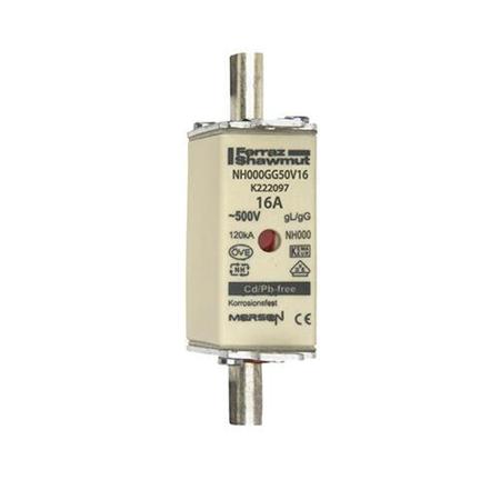 K222097 Mersen 16A NH Fuse, NH 000, 500V ac