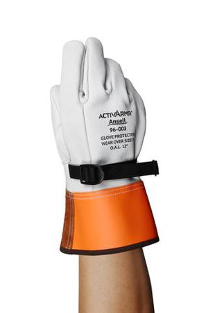 RIGHVCVR080 Ansell ActivArmr 96-003 White Leather Abrasion Resistant, Cut Resistant, Puncture Resistant Leather Overglove, Size 8