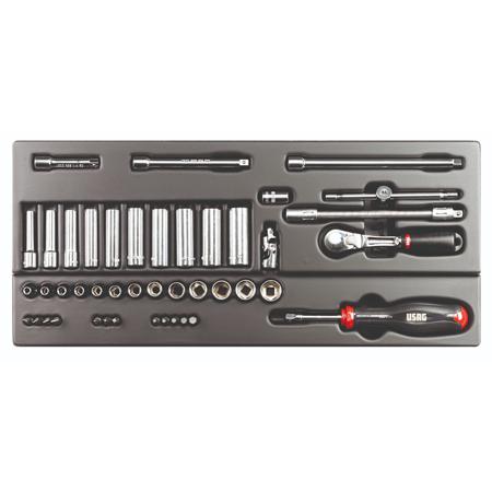 U05190791 Usag 44 Piece Automotive Tool Kit Tool Kit with Tray