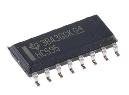 SN74HC595DR Texas Instruments  8-stage Surface Mount Shift Register HC, 16-Pin SOIC