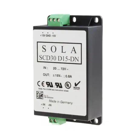 SCD30D15-DN Non-Isolated DC-DC Converter, -15 V dc, 15 V dc Output, 800mA