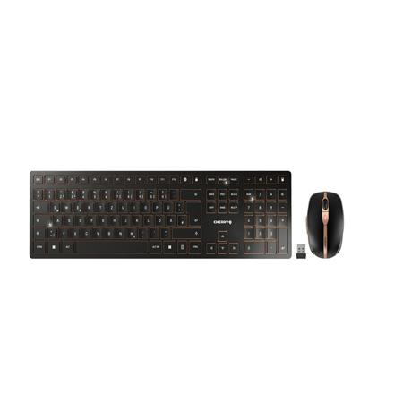JD-9100DE-2 Cherry CHERRY DW 9100 SLIM Wireless Ergonomic Keyboard and Mouse Set, QWERTZ (German), Black