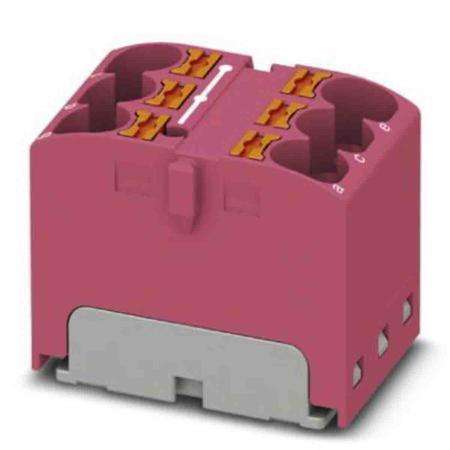 3273807 Phoenix Contact Distribution Block, 6 Way, 0.2 → 6mm², 32A, 630 V, Pink