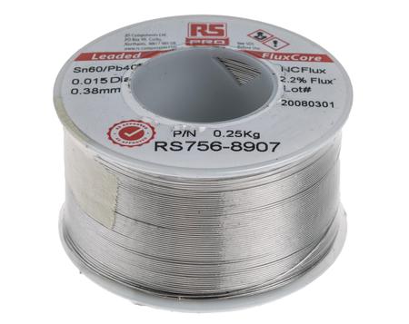 756-8907 RS PRO Wire, 0.38mm Lead solder, 183°C Melting Point