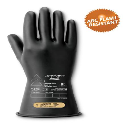 RIG0011B110 Ansell RIG0011B Black Natural Rubber Latex Electrical Safety Electrical Insulating Gloves, Size 11, Latex, Natural