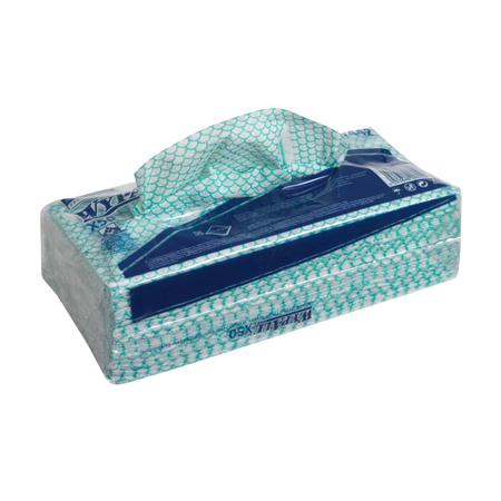 7442 WYPALL WypAll Green Cloths for General Cleaning, Dry Use, Bag of 50, 416 x 245mm, Repeat Use