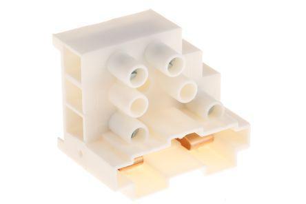 20020316-G061B01LF Amphenol FCI Non-Fused Terminal Block, 6 Way/Pole, Solder Terminals, 28 → 12 AWG Through Hole, Nylon, 300 V