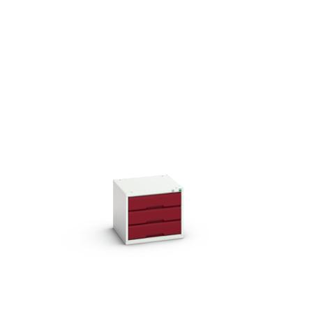 16925001.24 Bott 3 Cabinet, Steel, 450mm x 525mm x 550mm, Light Grey, Red