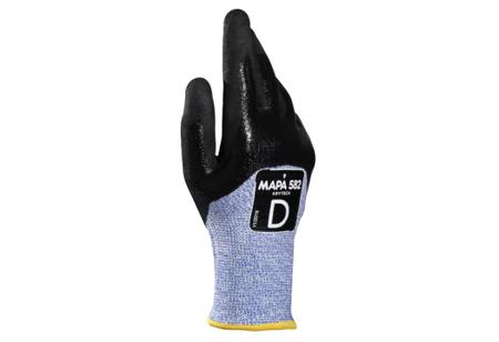 3458203---11 Mapa KRYTECH 582 Black/Blue Nitrile Assembly, Automotive Industry, Construction, Emergency Services Work Gloves, Size 11