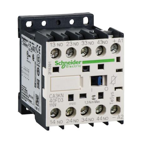 CA3KN40FD3 Schneider Electric Control Relay - 2 NO + 2NC, 10 A Contact Rating, 3 W, 110 V dc, TeSys