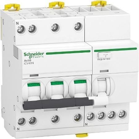 A9DC3732 Schneider Electric RCBO, 32A Current Rating, 3P+N Poles, 30mA Trip Sensitivity, Type C, Acti9 Range