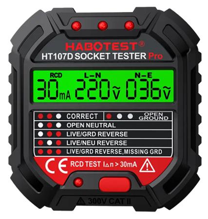 HT107D-EU Seeit, Model  Socket Tester 250V ac CAT II 300V