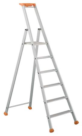 02370006 TUBESCA Anodized Aluminium 6 steps Step Ladder, 1.32m platform height, 1.97m open length